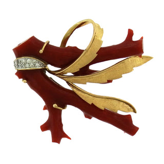 Oxblood Coral Branch Brooch