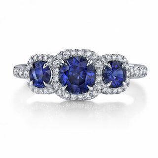 Omi Prive: Three-Stone Sapphire Ring