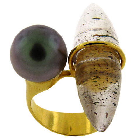 Tahitian Pearl and Quartz Ring