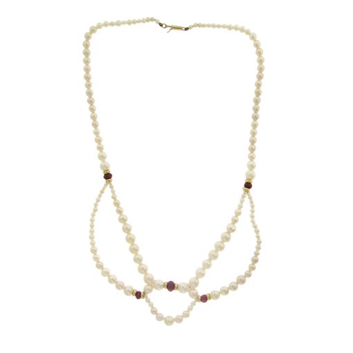 Pearl and Ruby Swag Necklace - Image 3