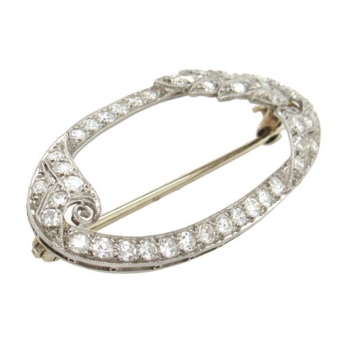 Edwardian Diamond Oval Frame Brooch - Image 3