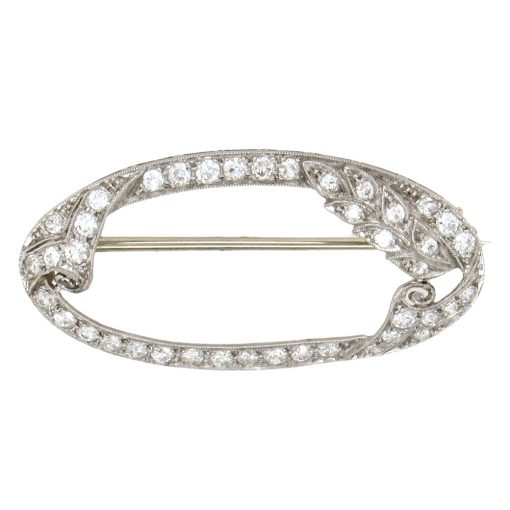 Edwardian Diamond Oval Frame Brooch - Image 4