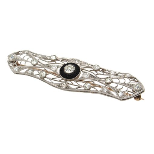 Edwardian Diamond Filigree Pin - Image 4
