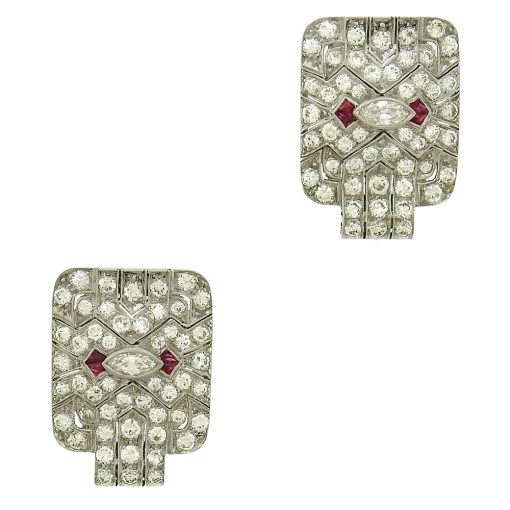 Diamond Double Clip Brooch - Image 2