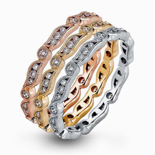 SimonG: White Gold Diamond Stack Ring - Image 3