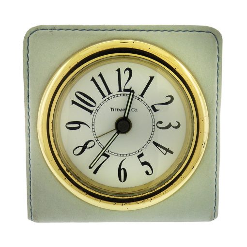 Tiffany Leather Quartz Desk/Travel Clock