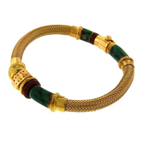 La Nouvelle Bague: 18K Gold Mesh and Enamel Bracelet - Image 3