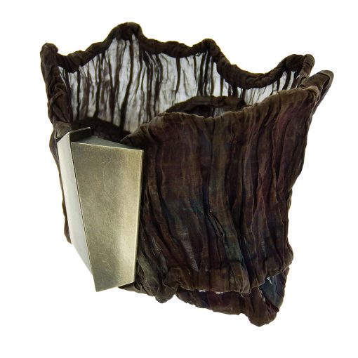 Pawel Kaczynski: Ruffle Edge Pleated Steel Mesh Cuff Bracelet - Image 3