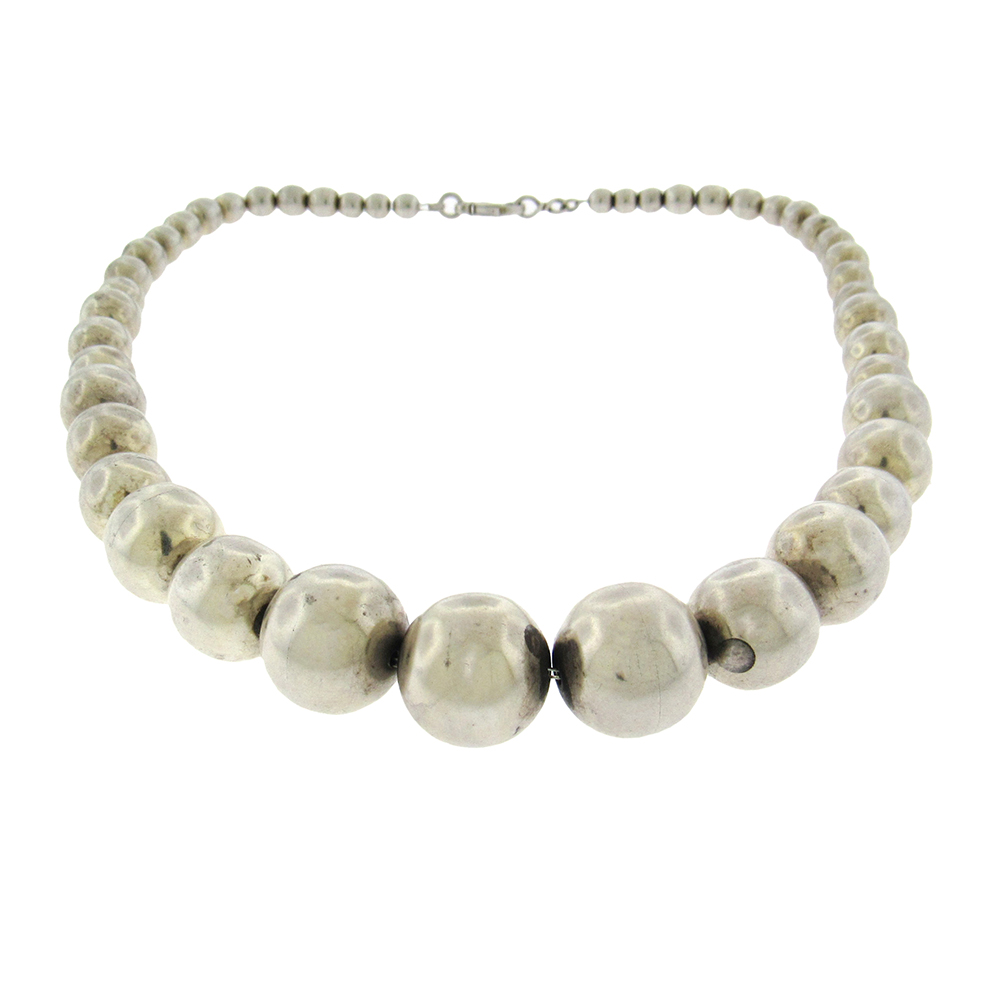 Tiffany and co silver bead necklace discount