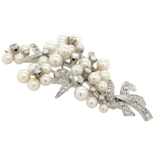 Diamond and Pearl Bouquet Brooch - Image 2