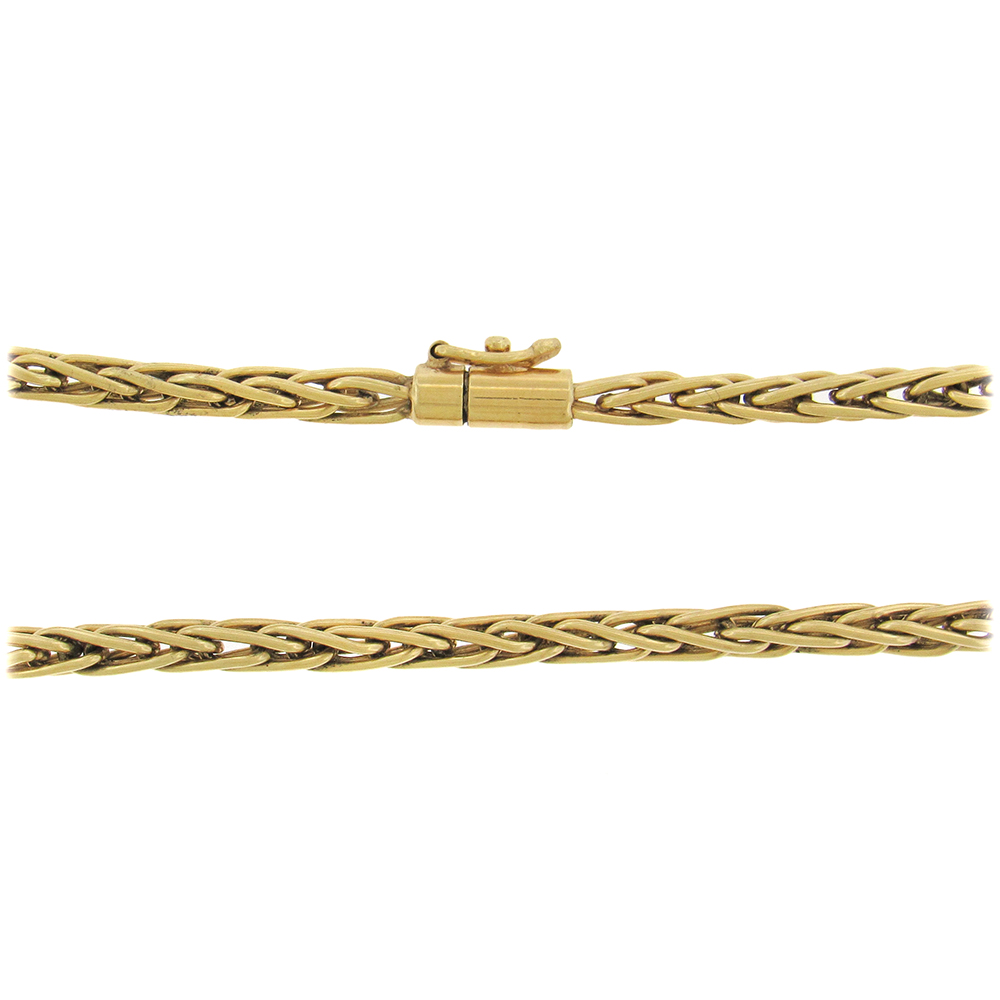 Gold 30″ Woven Wheat Link Chain | Aaron Faber
