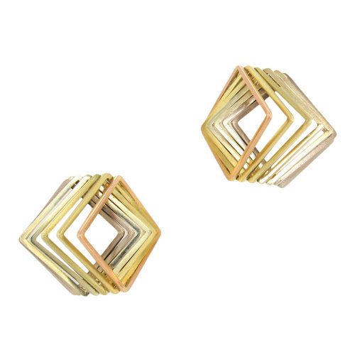 Momoko Kumai: Tricolor Gold Tromple L'Oeil Earrings