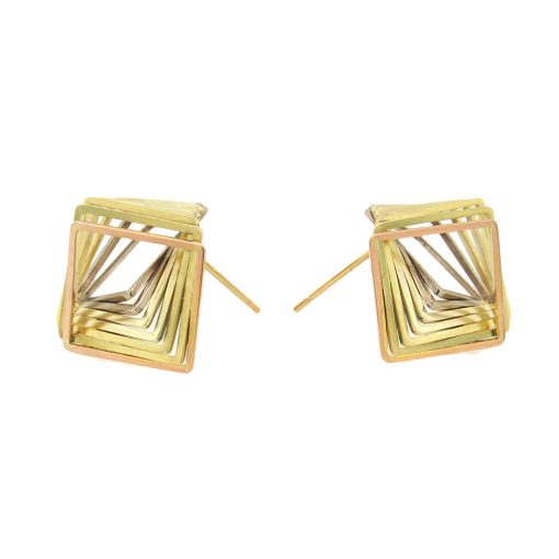 Momoko Kumai: Tricolor Gold Tromple L'Oeil Earrings - Image 2