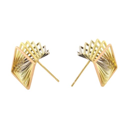Momoko Kumai: Tricolor Gold Tromple L'Oeil Earrings - Image 3