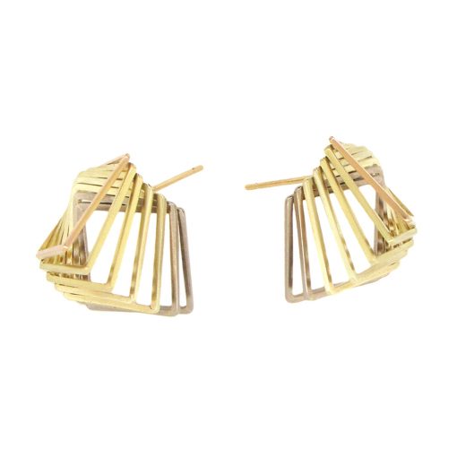 Momoko Kumai: Tricolor Gold Tromple L'Oeil Earrings - Image 4