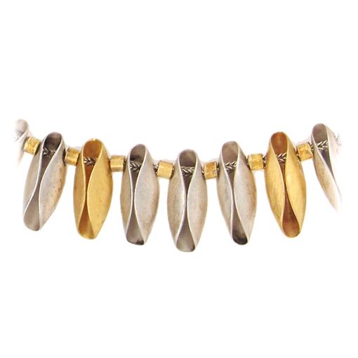 Nina Ehmck: Sterling Silver and 22K Gold 'Cocoon' Necklace - Image 4