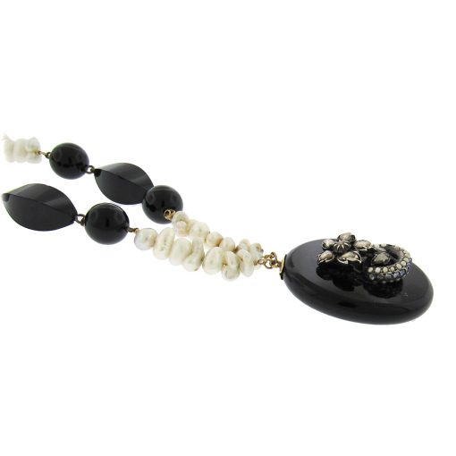 Antique Onyx Diamond Pendant - Image 4