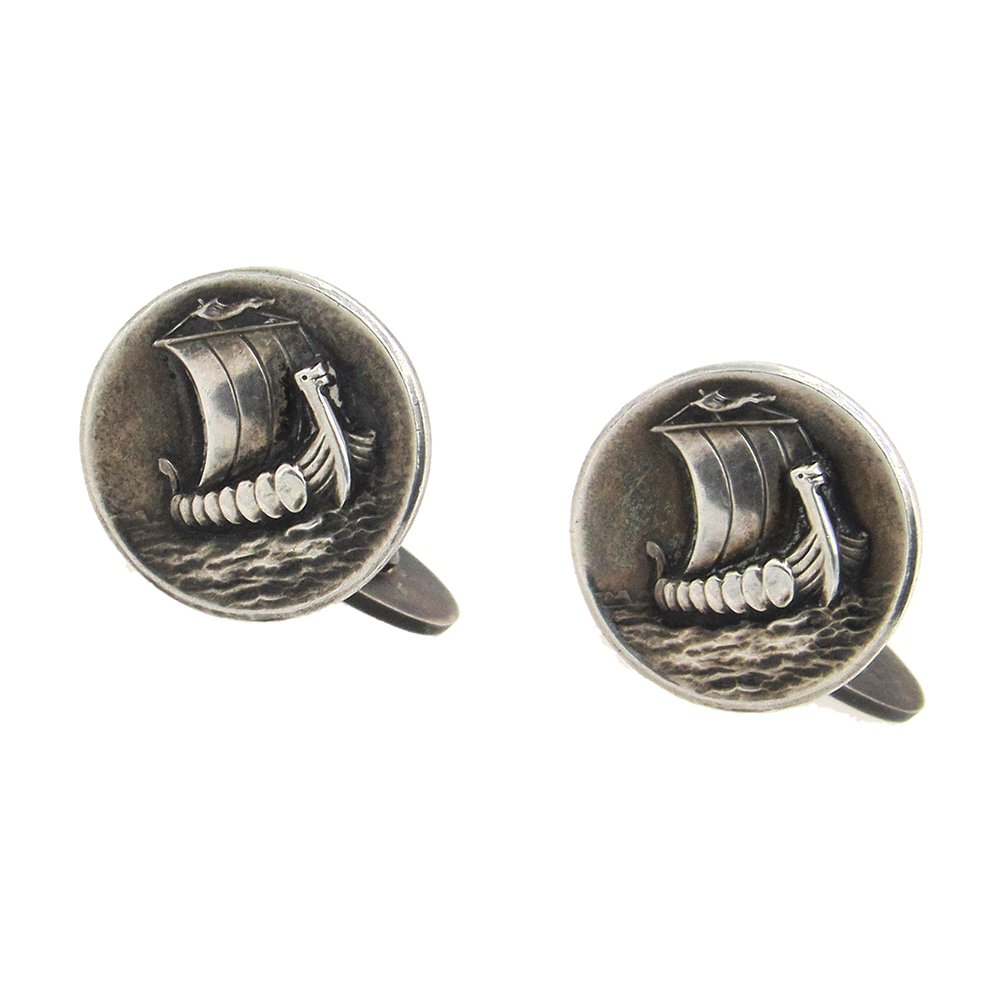 Scandinavian style HTI accessories Vintage mens gift Rectangle whale back cufflinks Modernist geometric design Silver 830 cufflinks