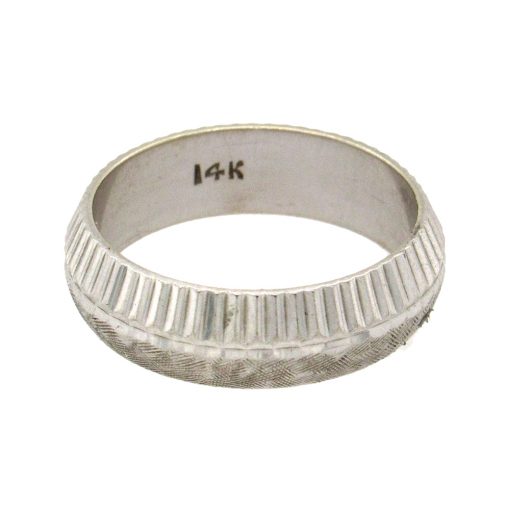 White Gold Estate Ridged Band - Image 2