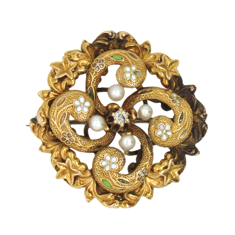 Antique Gold Flower Brooch