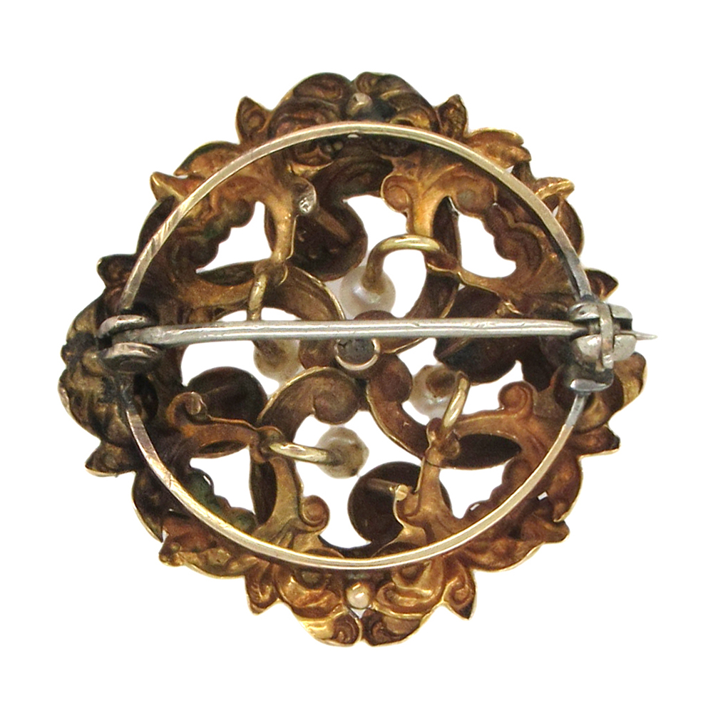 Antique Gold Flower Brooch - Image 4