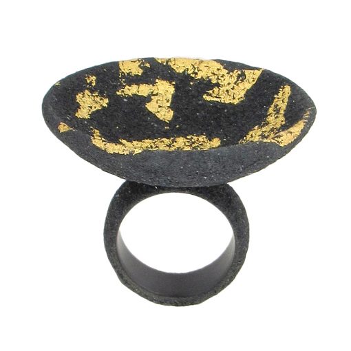 Arata Fuchi: Concave Black and Gold Ring - Image 2