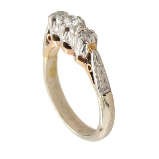 Antique Petite Three Diamond Ring - Image 2