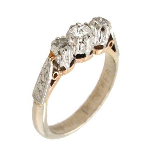 Antique Petite Three Diamond Ring - Image 3
