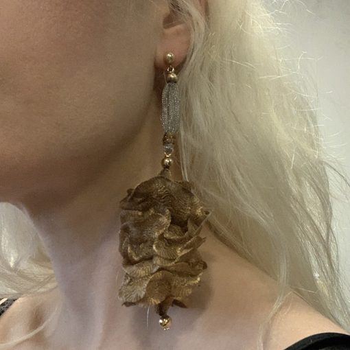Rose Gold Mesh Long Earrings - Image 4