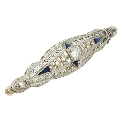 Antique Diamond Filigree Bar Pin - Image 2