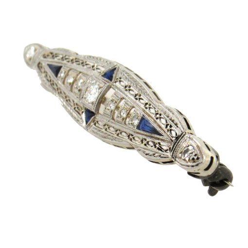 Antique Diamond Filigree Bar Pin - Image 3