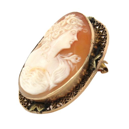 Antique Shell Cameo Brooch Pendant - Image 2
