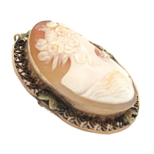 Antique Shell Cameo Brooch Pendant - Image 3