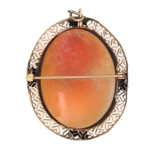 Antique Shell Cameo Brooch Pendant - Image 4