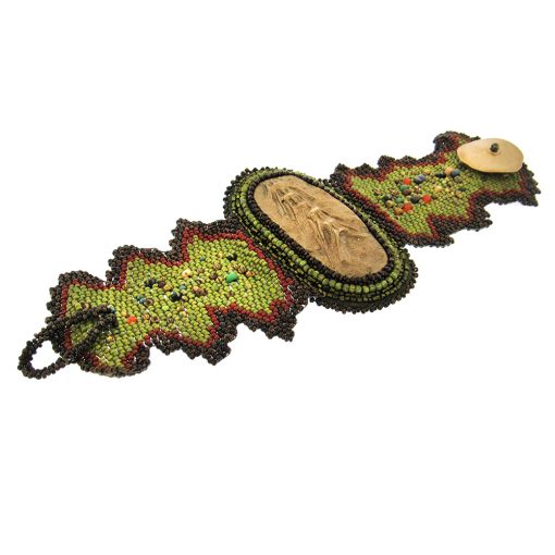Woven Glass Bead Bracelet Circa 1990's - Image 2