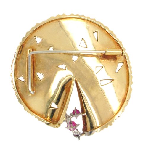 Vintage Swiss Modernist Diamond Ruby Brooch - Image 4