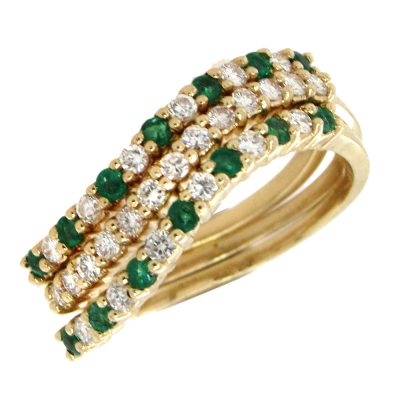 Estate Emerald Diamond Triple Stack Set