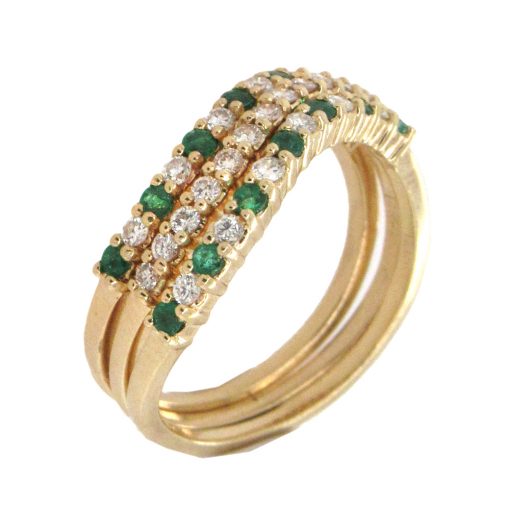 Estate Emerald Diamond Triple Stack Set - Image 2