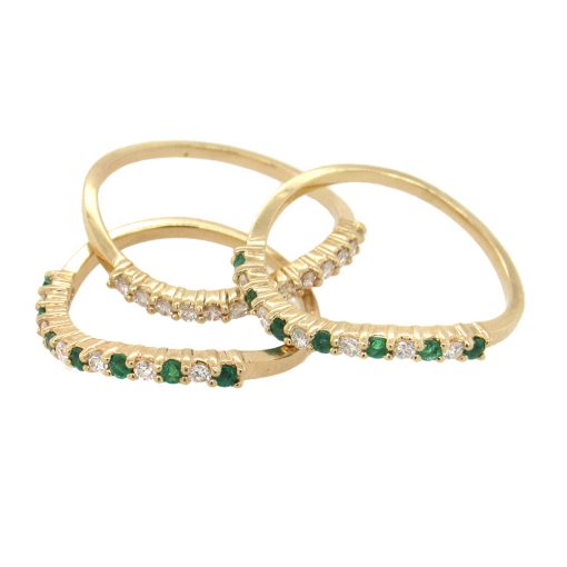 Estate Emerald Diamond Triple Stack Set - Image 3