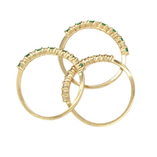 Estate Emerald Diamond Triple Stack Set - Image 4
