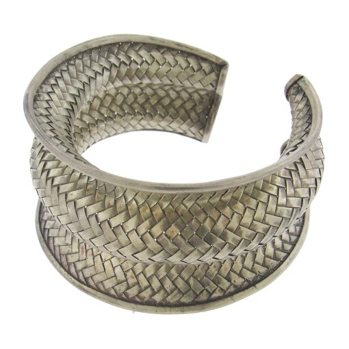 Large Basketweave Sterling Cuff Bracelet - Image 3