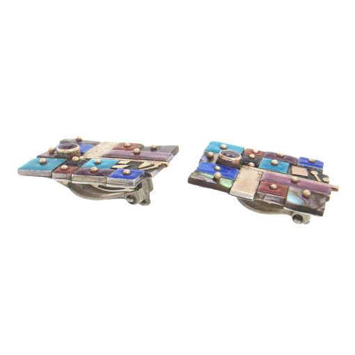 Earl Pardon: Enamel Gem-Set Clip Earrings - Image 3