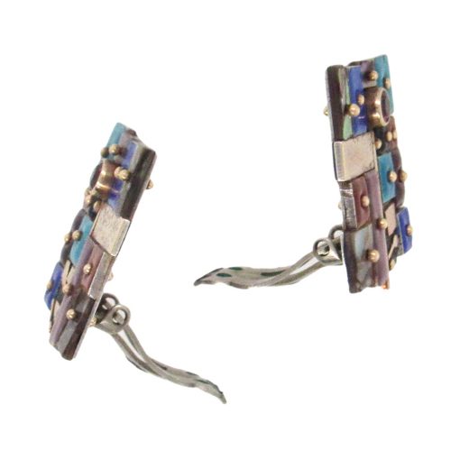 Earl Pardon: Enamel Gem-Set Clip Earrings - Image 4