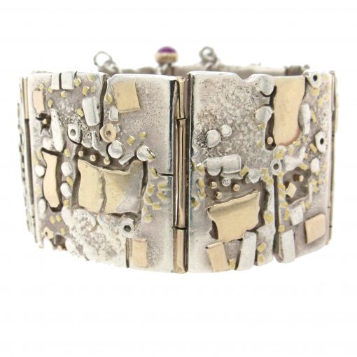 Earl Pardon: Sterling 14K Wide Panel Bracelet - Image 2