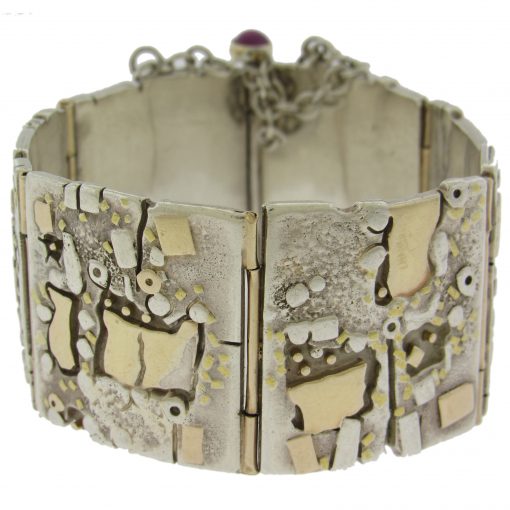 Earl Pardon: Sterling 14K Wide Panel Bracelet - Image 3