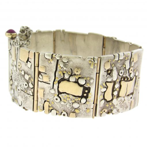 Earl Pardon: Sterling 14K Wide Panel Bracelet - Image 4