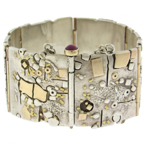 Earl Pardon: Sterling 14K Wide Panel Bracelet - Image 5
