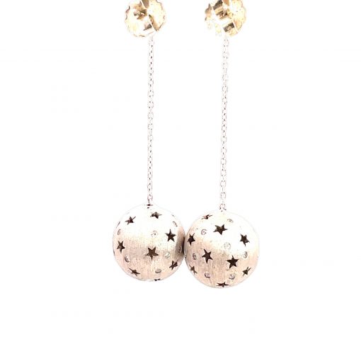 Diamond Star Ball Drop Earrings - Image 3