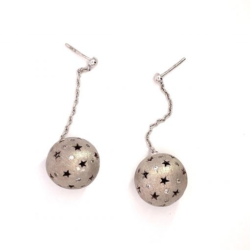 Diamond Star Ball Drop Earrings - Image 2