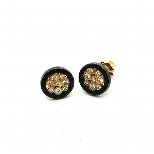 Belle Brooke: Two-Tone Diamond 'Cielo' Earring Studs - Image 3